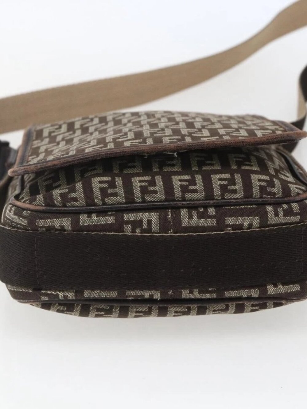 FENDI Zucchino Canvas Shoulder Bag Brown Auth SW1875 - Picture 7 of 16